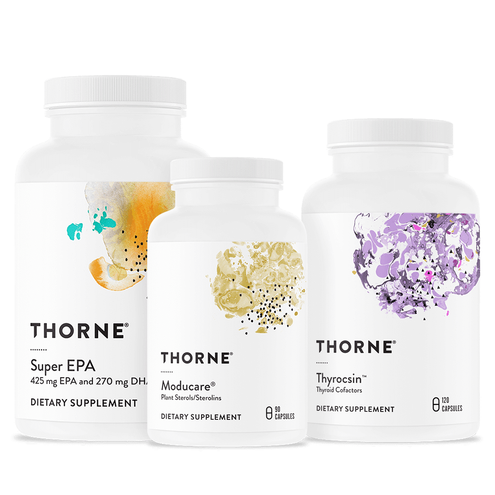 bundle of three different thorne dietary supplements